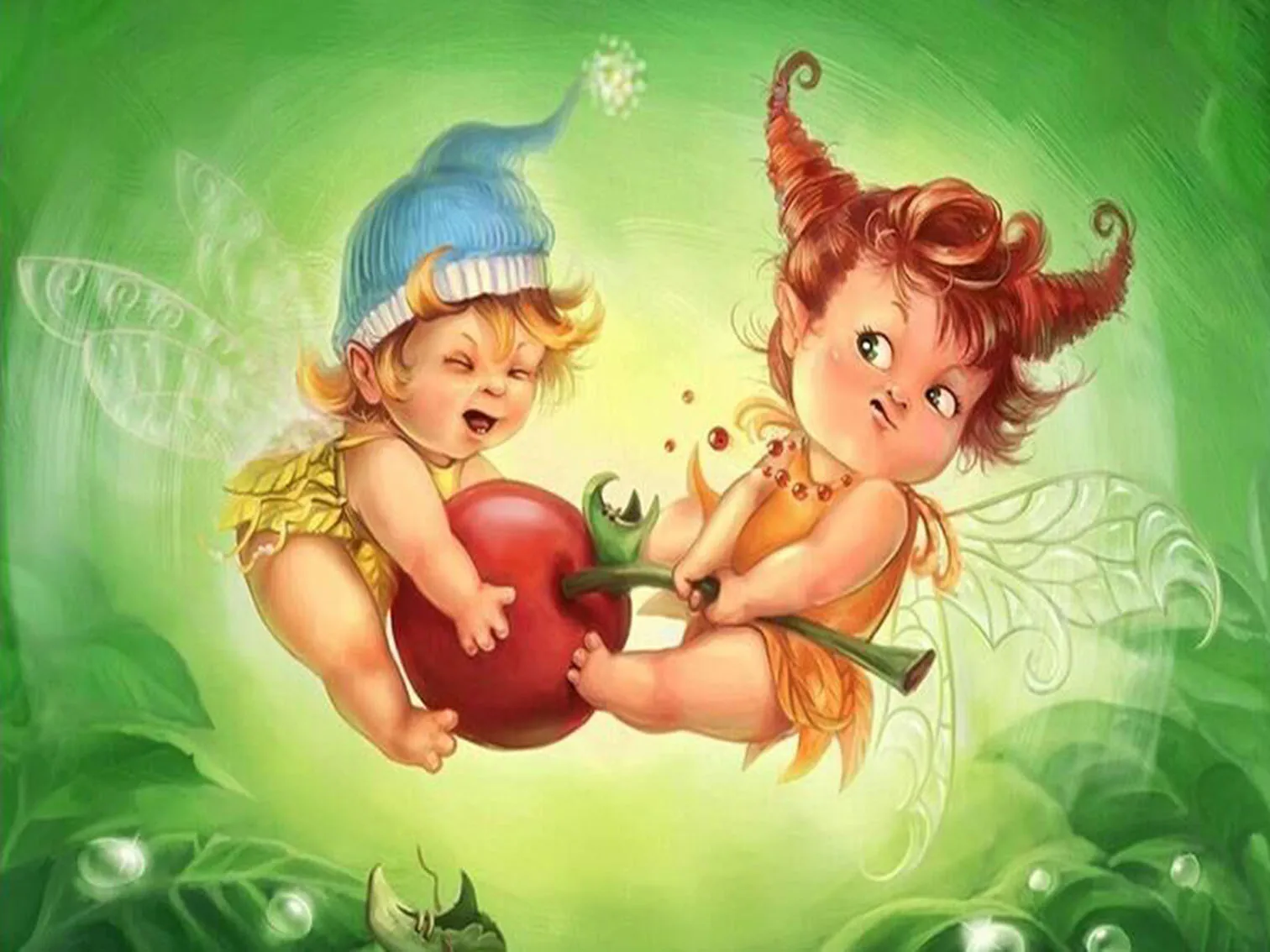 装饰墙艺术5d钻石画全钻两个小天使抢苹果钻石刺绣画套件礼品