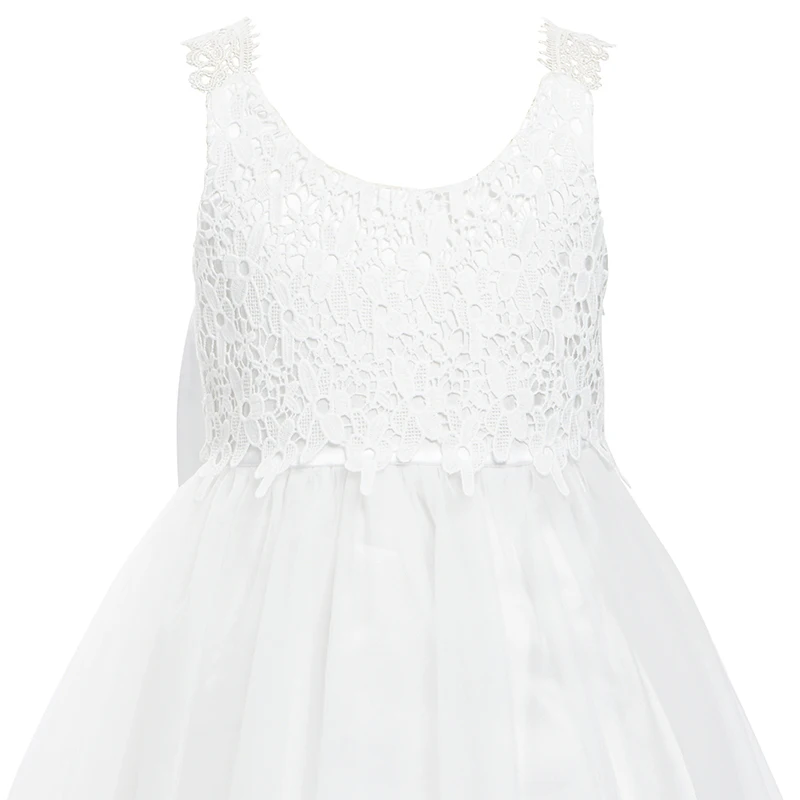 Elegant White Children Girls Princess Slip Dress For Party Kids Lace