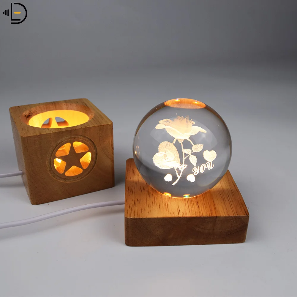 Base De Exhibición De Luz Led Redonda De Madera De 4 Pulgadas,6 Led