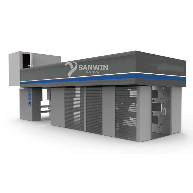 
6 color Full Servo CI central drum flexo printing machine 