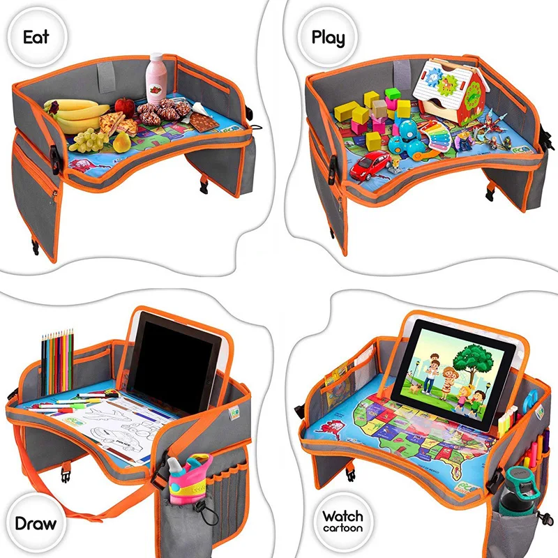 Kids Travel Tray Toddler Car Seat Lap Tray Kids Toy Food Water Holder