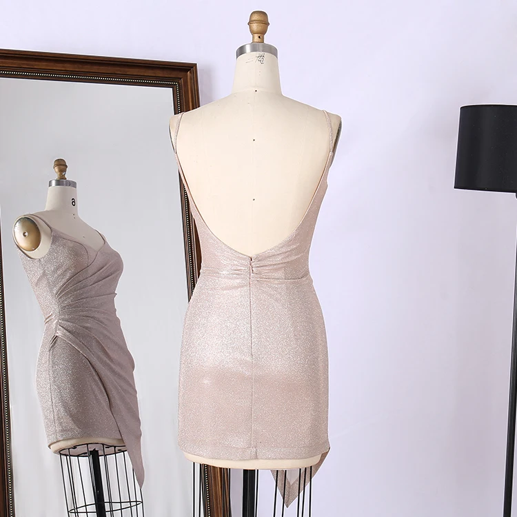 Chaozhou unique design cheap knee length ruffle bodycon homecoming dress backless short prom dresses