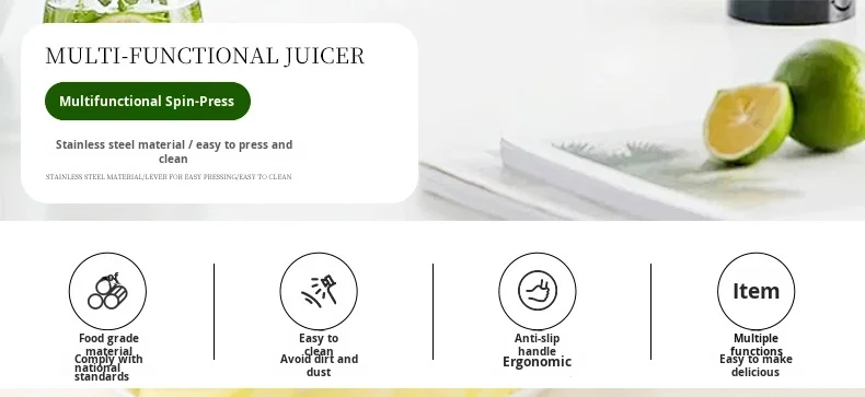 Multifunctional Stainless Steel Rotary Press Detachable Lemon Vegetable Manual Press for Garlic Sweet Puree