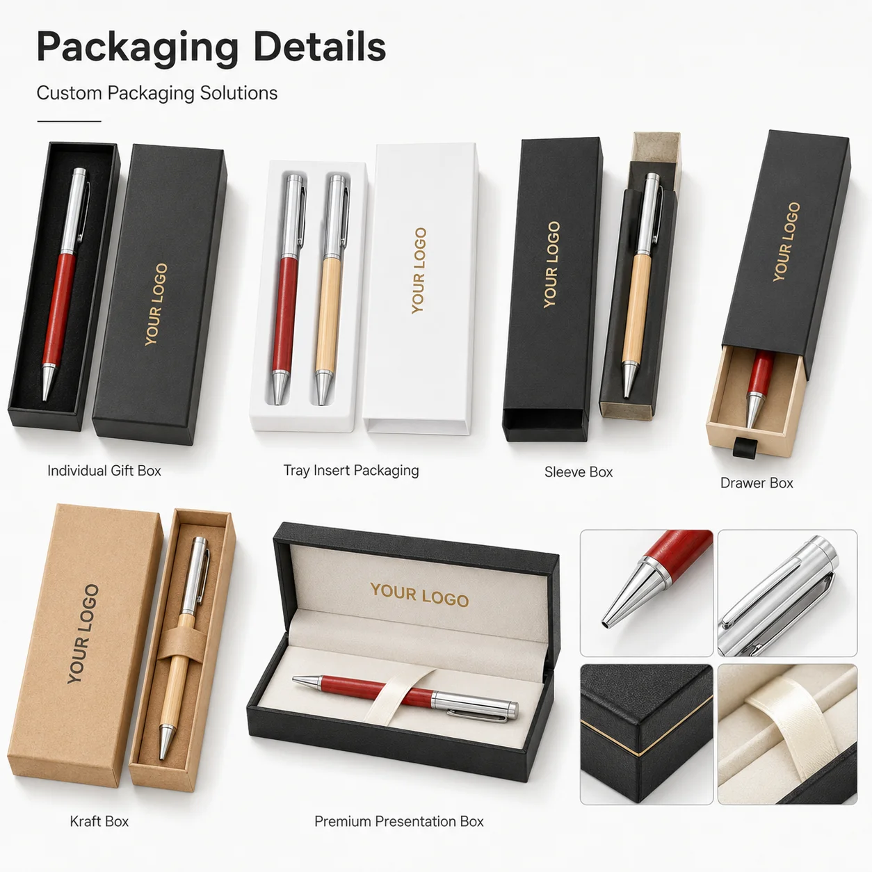 Custom Logo Wood Metal Ballpoint Pen Eco Friendly Promotional Executive Luxury Gift Pen for Office