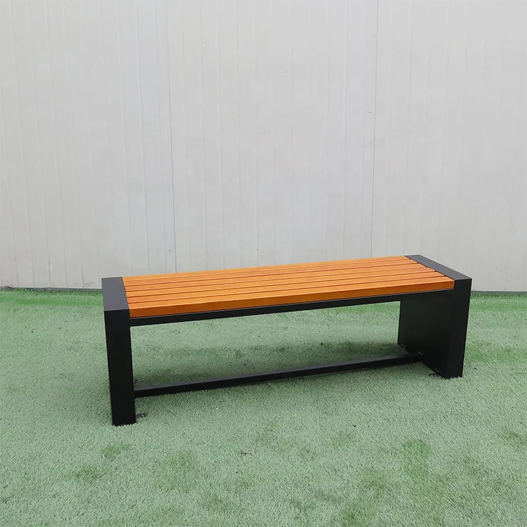 Hot Sale High Quality Outdoor Wooden Bench Garden Park Bench Galvanized Steel Backless Seating