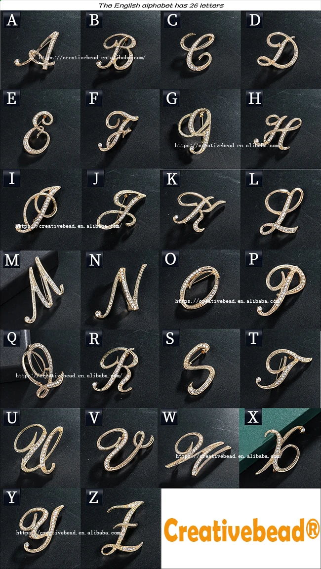 26 Letter For English Letter Rhinestone Brooch Pins For A B C D E F G H I J K L M N O P Q R S T U V W X Y Z Buy Custom Letter Rhinestone Brooch Pins Rhinestone Letter Brooch New Design Fashion Jewelry Mom Gift Wholesale Gold Plated Crystal 26 Letters