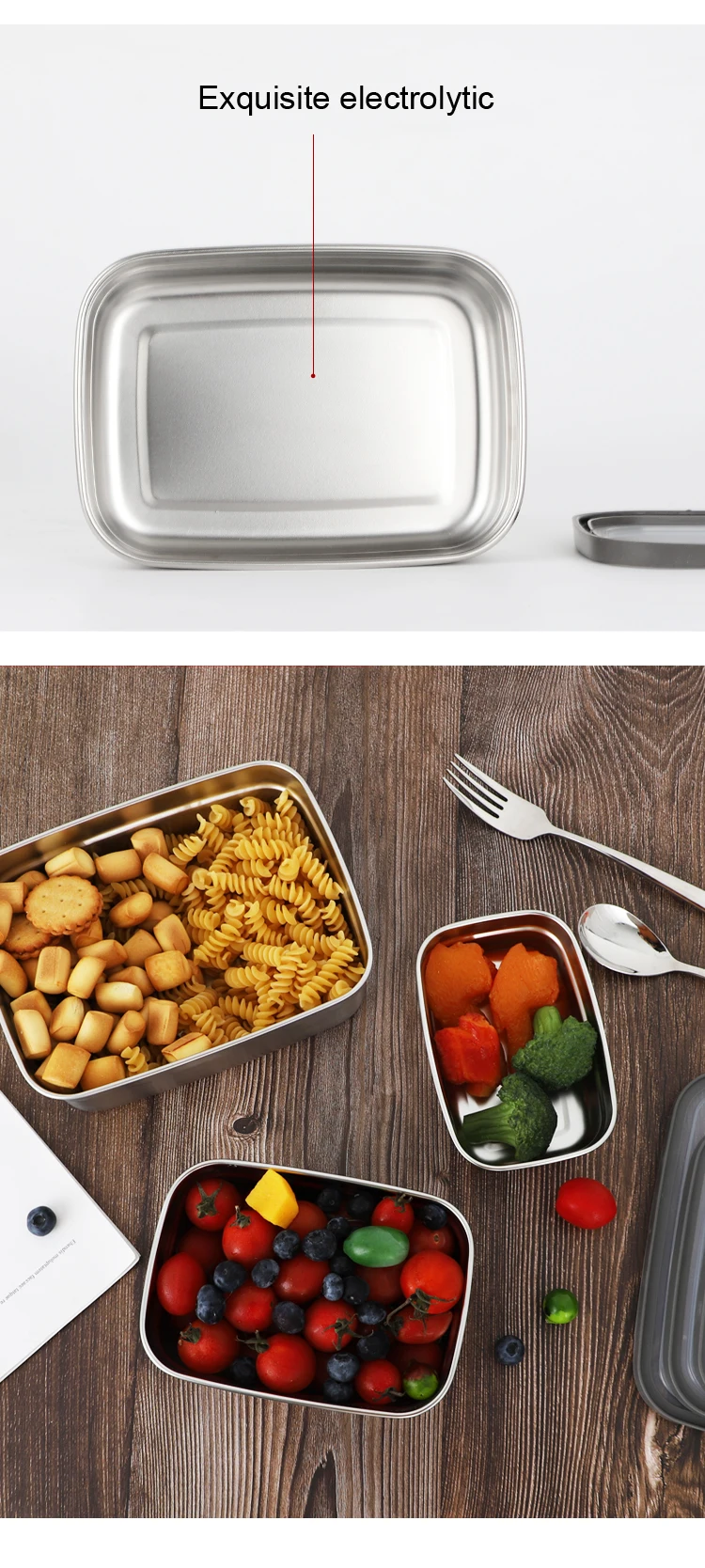 Stainless Steel Storage Food Containers With Pplid Leakproof Metal