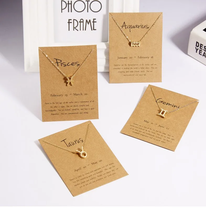 LWN-Z12 Pendants Charm Choker Female Elegant 12 Constellation Zodiac Sign Necklace Astrology Necklaces
