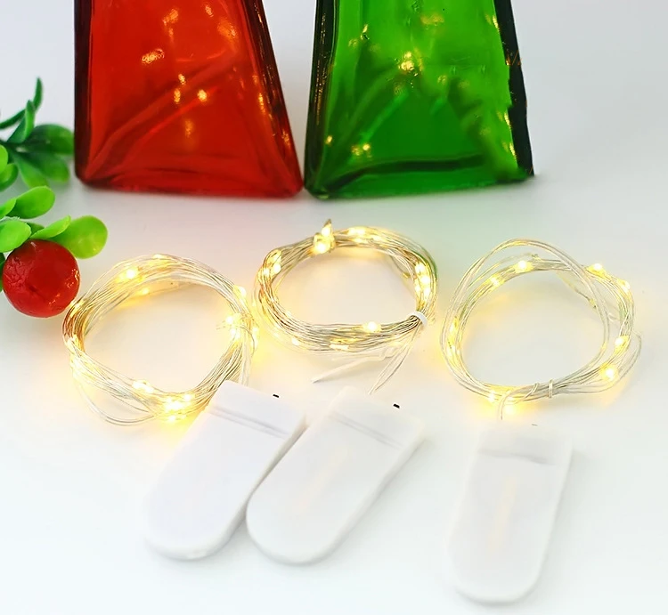 2020 in stock wholesale 1m 10 leds cheap decorative custom Christmas fairy led string lights with CR2032 button battery