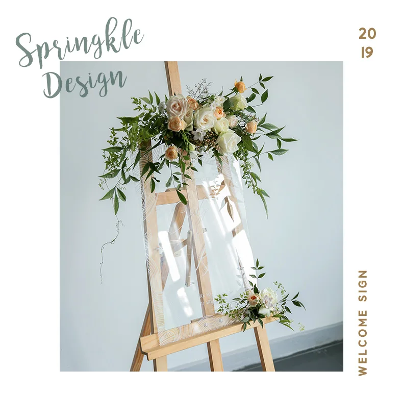 Wholesale wedding rustic acrylic signage with artificial rose