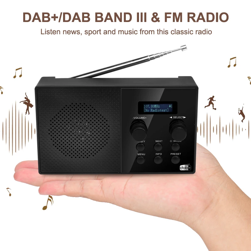 2020 New Good Quality Small Home Portable Dab+/dab Band Iii & Fm With
