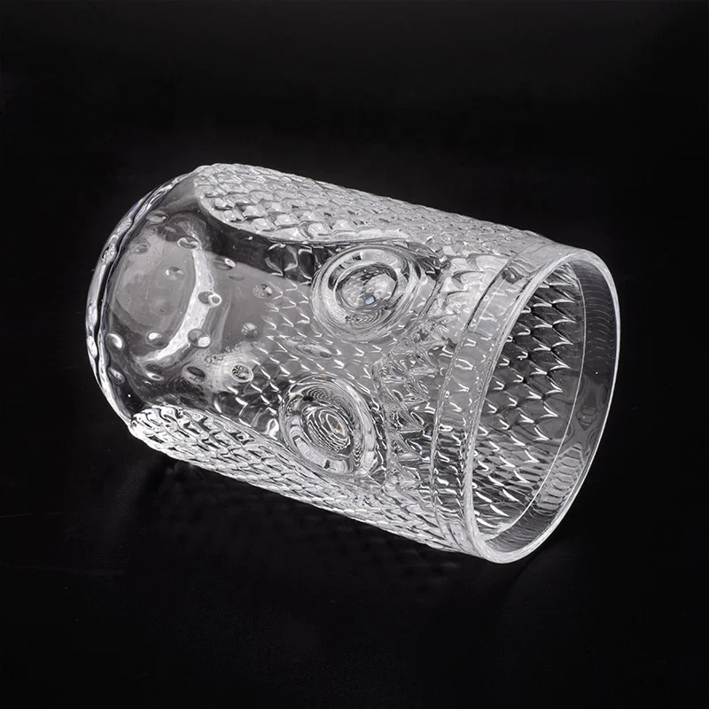 Clear crystal embossed candle cup glass candle bottle centerpieces for wedding table