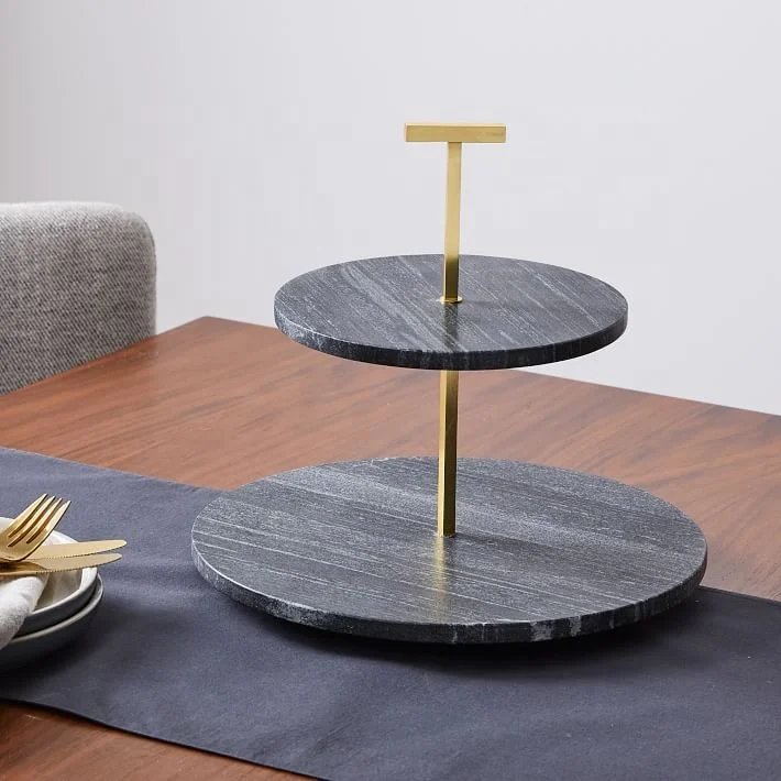 Elegant Gold Cake Stand With Balck Marble Marble Cake Stand Gold With