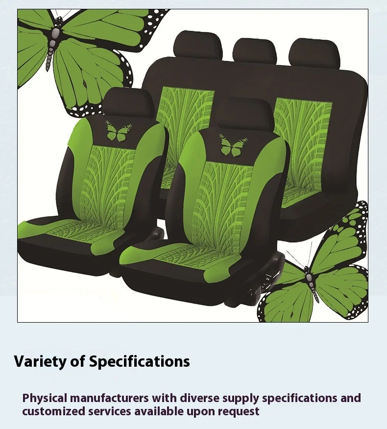 Five-seater 9-Piece Universal Seat Cover Set Exquisite Comfortable Butterfly Indentation Process Design Leather for Foreign details