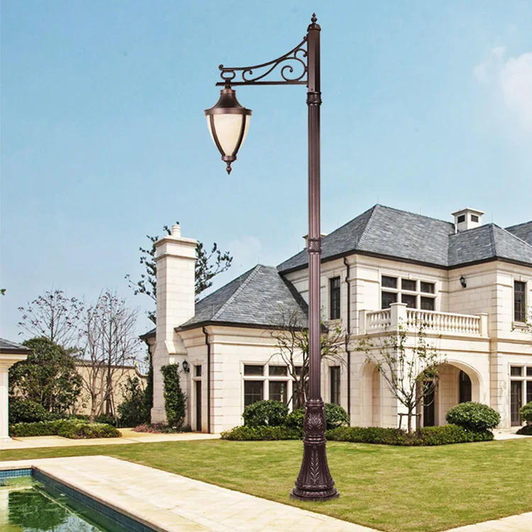 2m 3m 4m garden street pathway post-top lighting antique cast iron lamp post with lamp on top