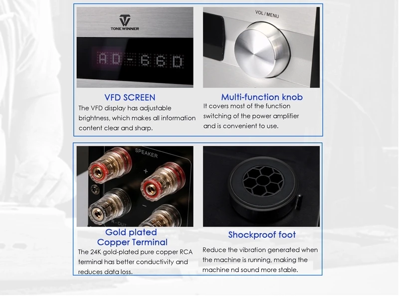 Tonewinner Ad66d Stereo Amplifier Hifi Digital Player Amplifier With