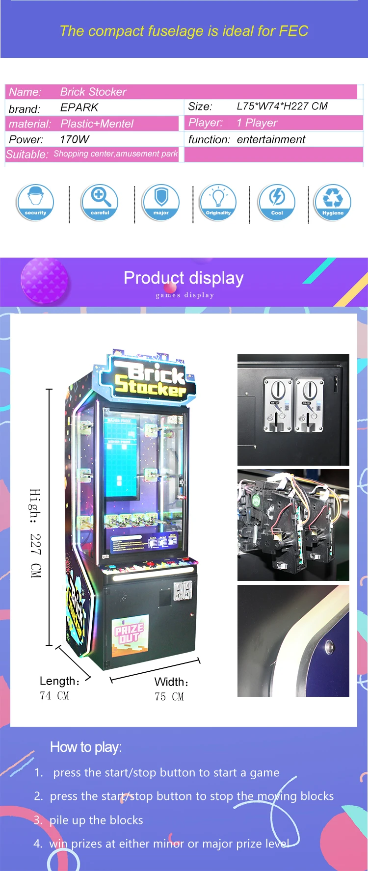 Most Popular Brick Stacker Video Games Coin Operated Games Arcade Games