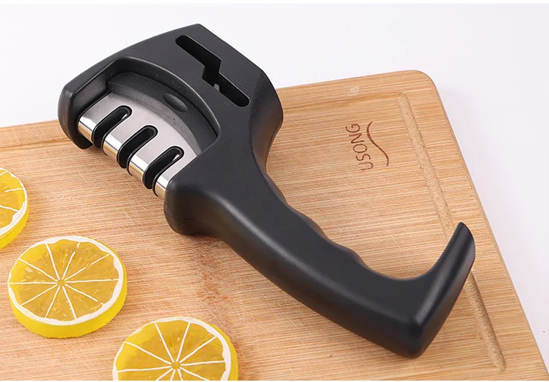 Three-Stage Ceramic Diamond Knife Sharpener - Handheld Kitchen Tool