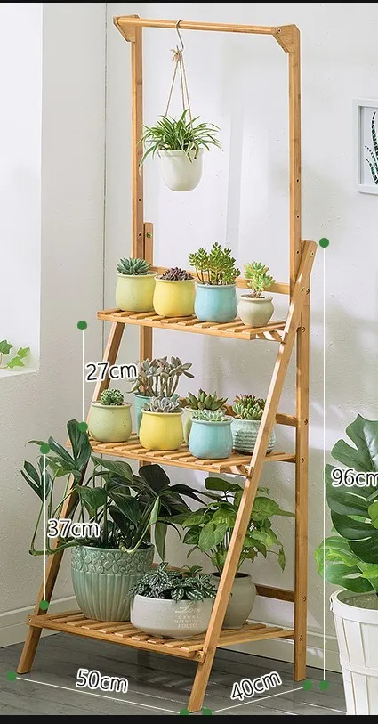 Bamboo Plant Stand BAIDALL 3 TierTall Plant Display Rack with Tray Flower Pot Holder Fit Pots in Varied Sizes for Garden Indoor Outdoor Home Decor 