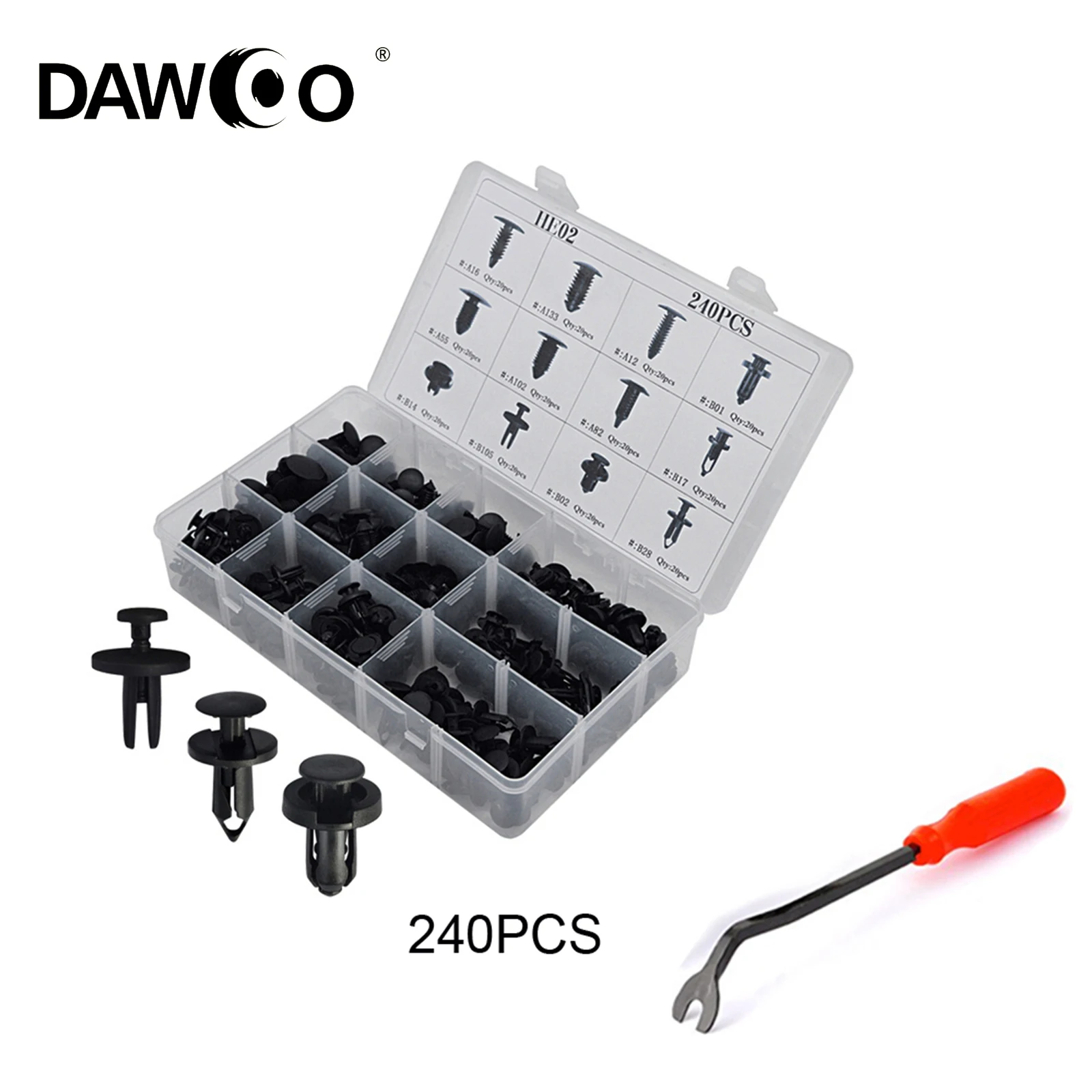 Rivets Attache Pare-chocs Aramox - Lot De 50 - Universel Voiture - Plastique Noir