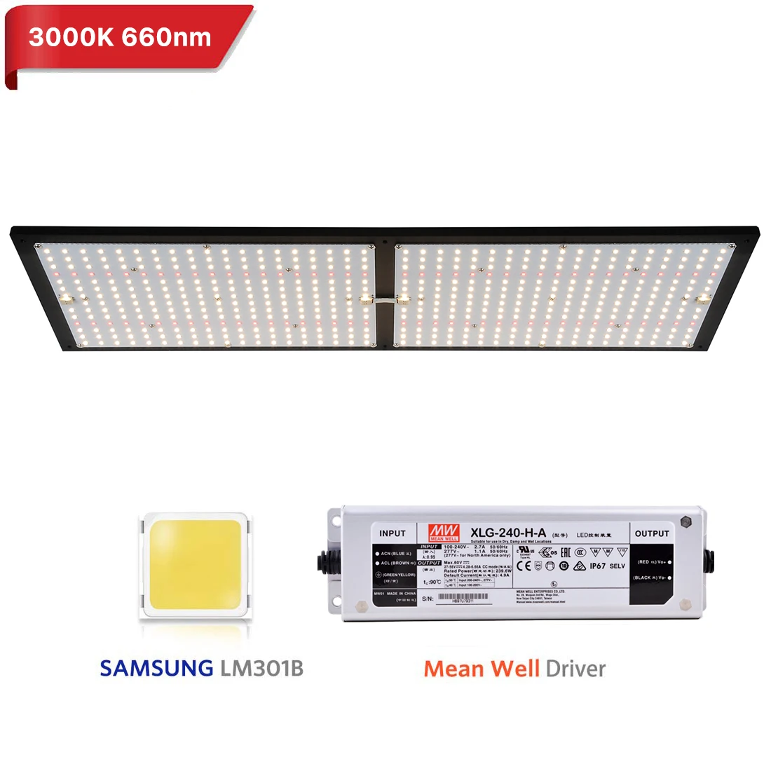 Free assembly CrxSunny 240w Samsung LM301B LED Board With Samsung LM301B Chips Mix 660nm IR LM301B LED Grow Light