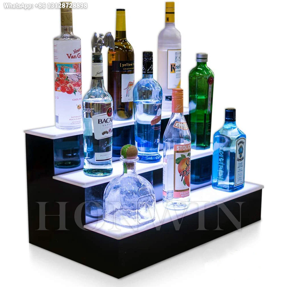 3 Step Led Lighted Bottle Display Shelf With Led Color Changing Lights ...