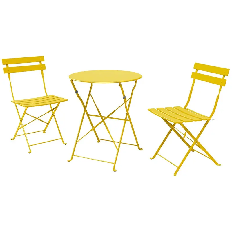 Leisure Folding Metal Bistro Table And Chairs Party Garden Set Metal
