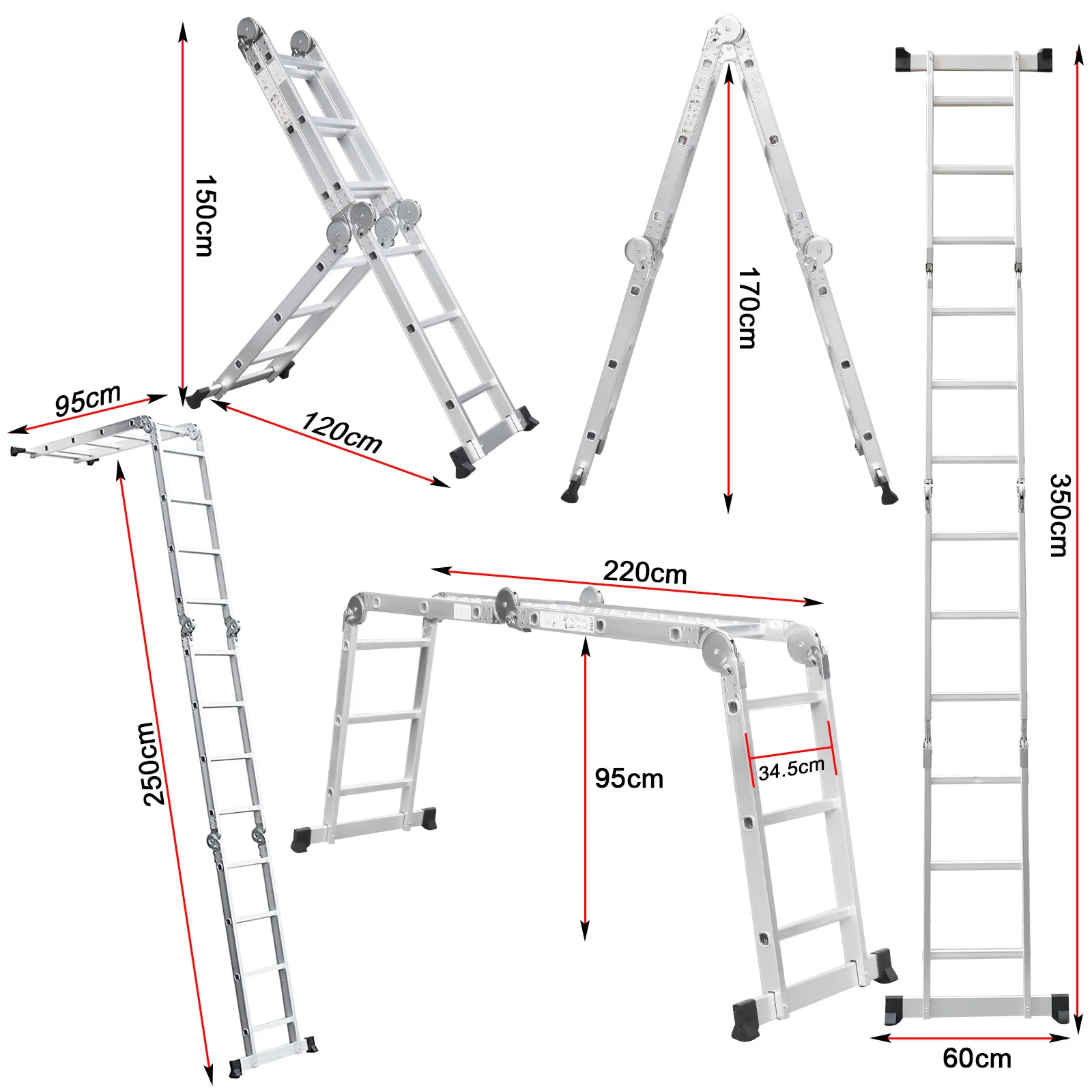 5 131 2023. Стремянка "Classic Ladder" (алюмин.) 4 Ст.. 9.6M Aluminum Multifunctional Ladder/алюминиевая многофункциональная лестница 9,6 м. Лестница алюминиевая двухсекционная чертёж. Высота складной стремянки на 3 ступени.