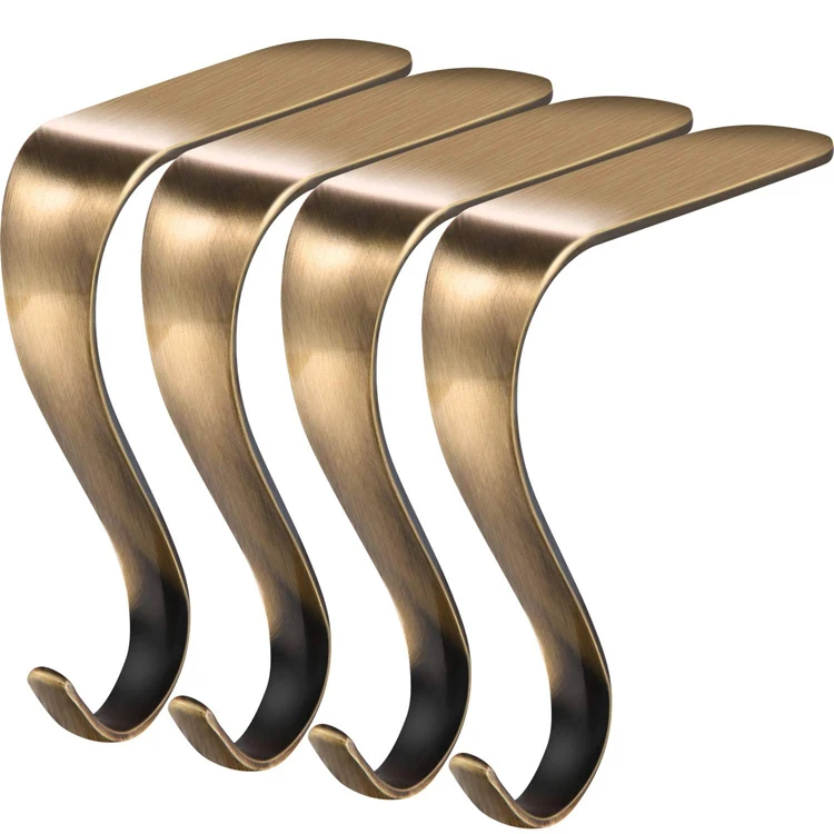 Christmas Stocking Holders Hooks Fireplace Mantel Hangers Metal Hanging Hanger Clips for Christmas Party Decoration Supplies
