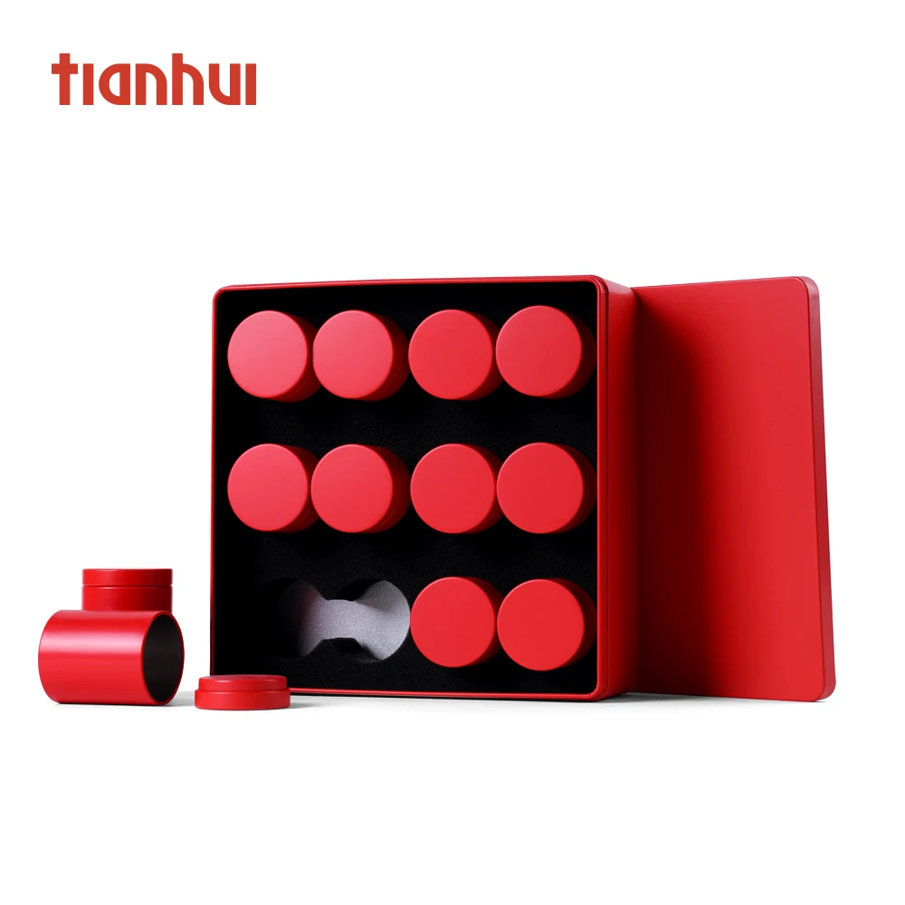 
tea tin metal tinplate gift tin box with 12 tin canisters 