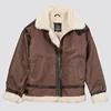 Custom Mens Winter Windproof Garments Genuine Leather Sherpa Liner Bomber Jacket