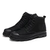 High top stylish solid simple design wear-resisting rubber sole shoes boots men for casual