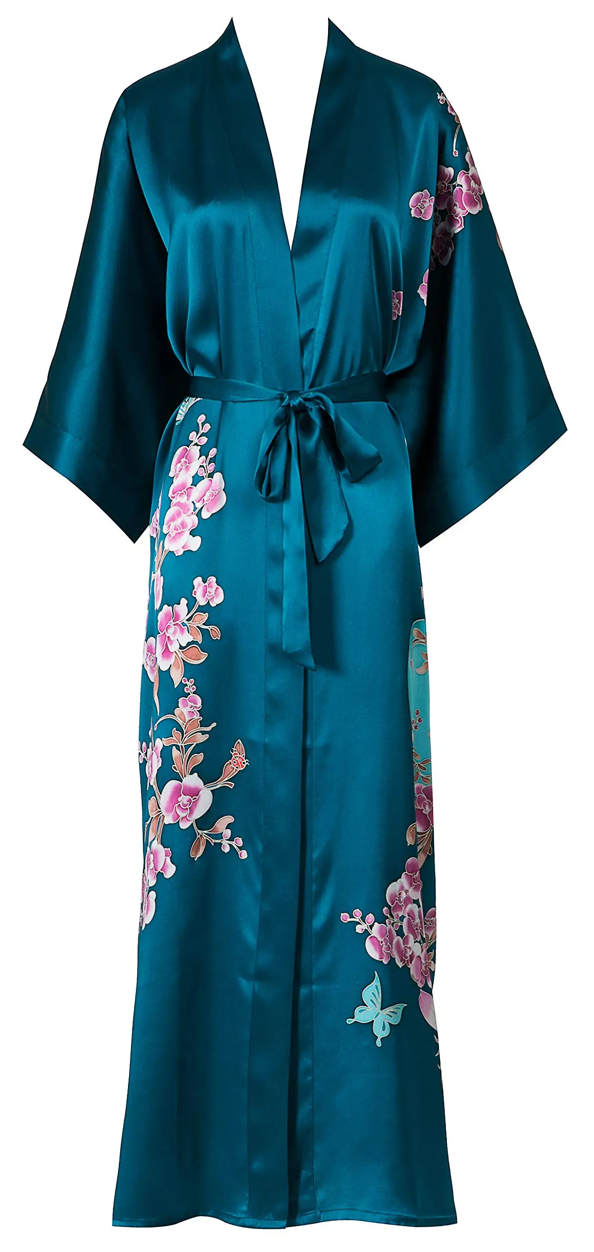 Wholesale Custom Long Kimono Floral Silk Robe 100 Silk Bride Bathrobe
