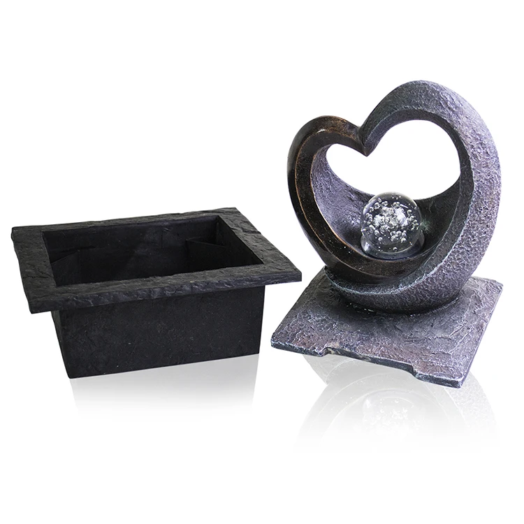 Custom Indoor Tabletop Resin Heartshaped Rolling Ball Water Waterfall