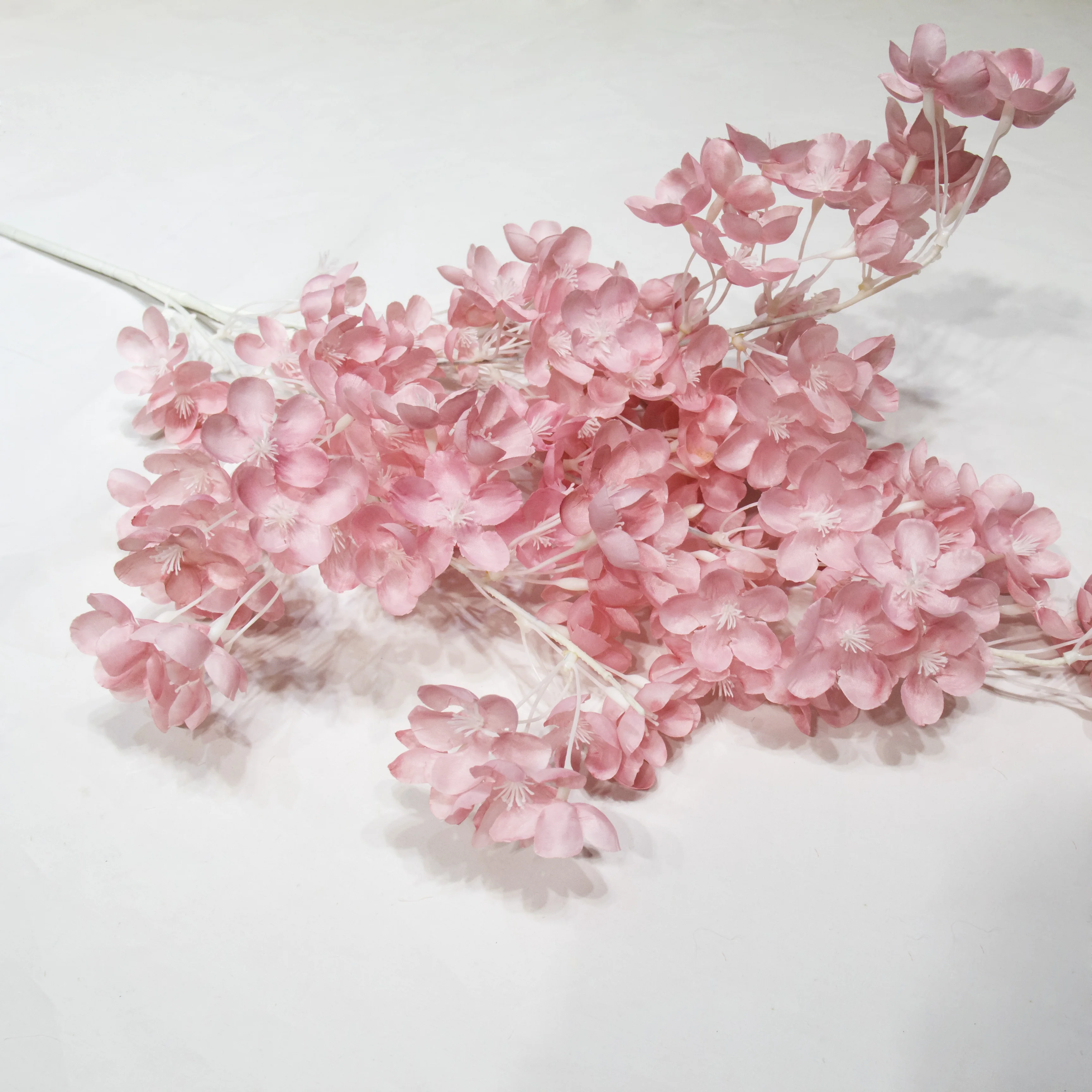 Wholesale Artificial Flower Cherry Blossom Branch White Light Pink Artificial Silk Cherry