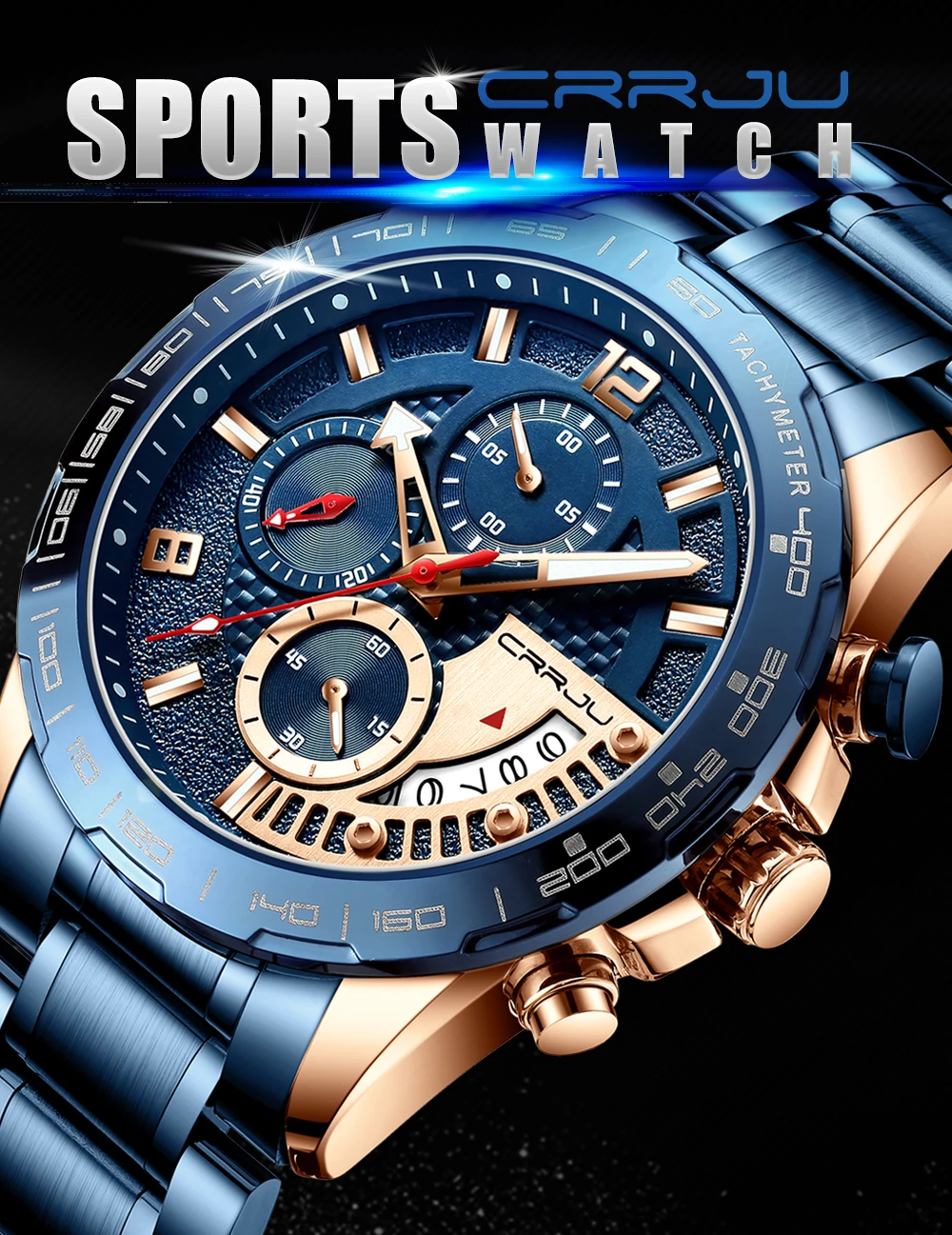 CRRJU 2281 Watch Fashion Gentlemen Business Chronograph Watches Men Wrist Luxury Quartz Date Waterproof Wristwatch Reloj Hombre