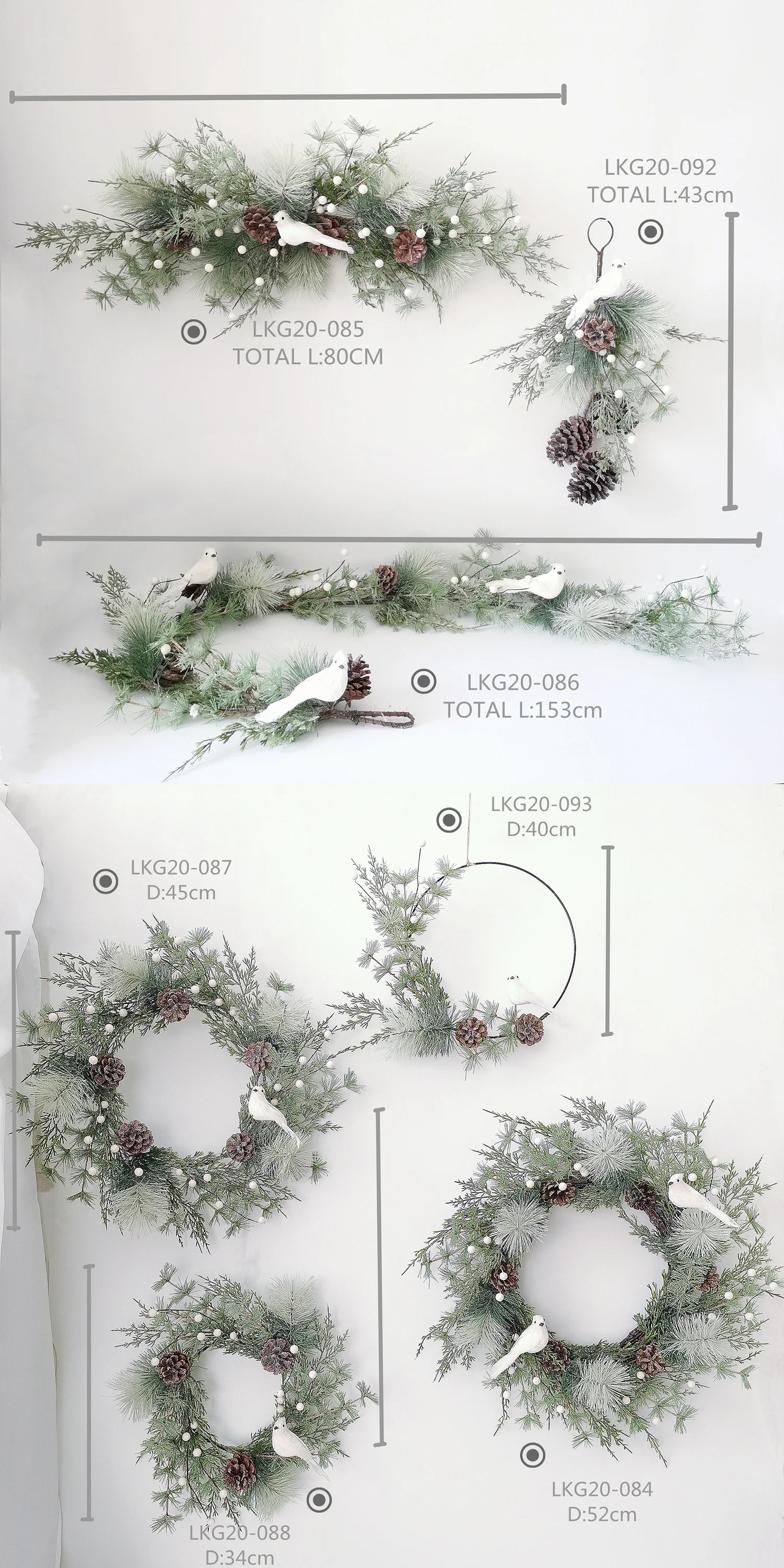 Artificial Tree Branch For Christmas Decoration Pine Needle Pick With Artificial White Bird And