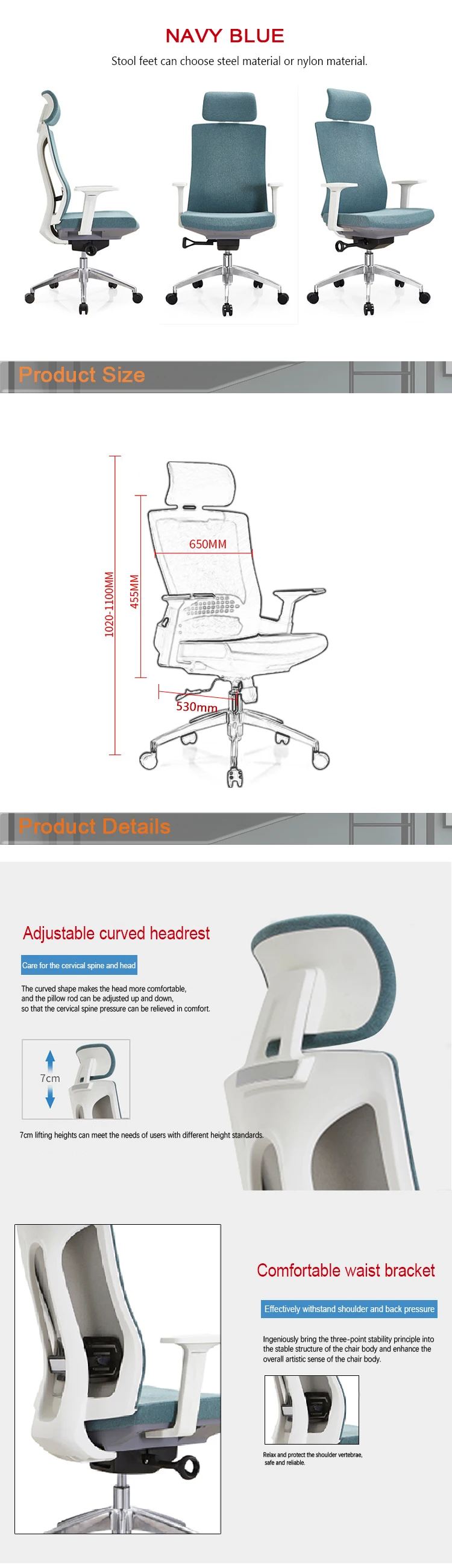 Profession Design Modern Luxury Swivel Office Executive Boss Chair With Adjustable Headrest