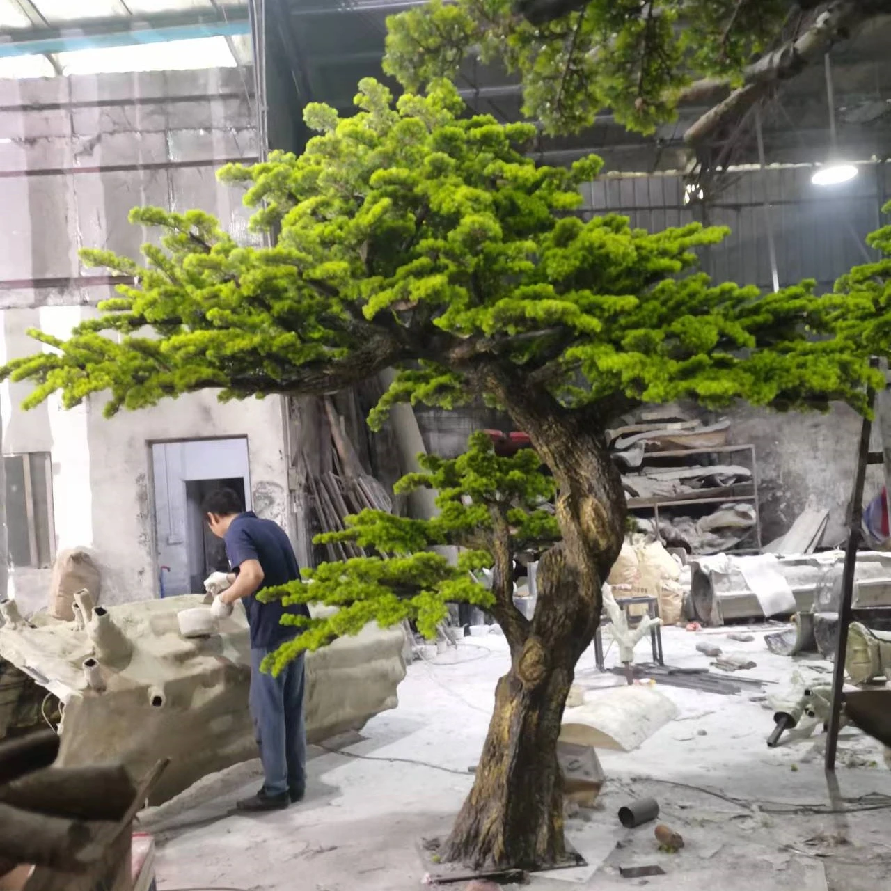 Large Artificial Bonsai Tree Green Artificial Pine Tree Bonsai Tree For Garden Decor Outdoor Indoor
