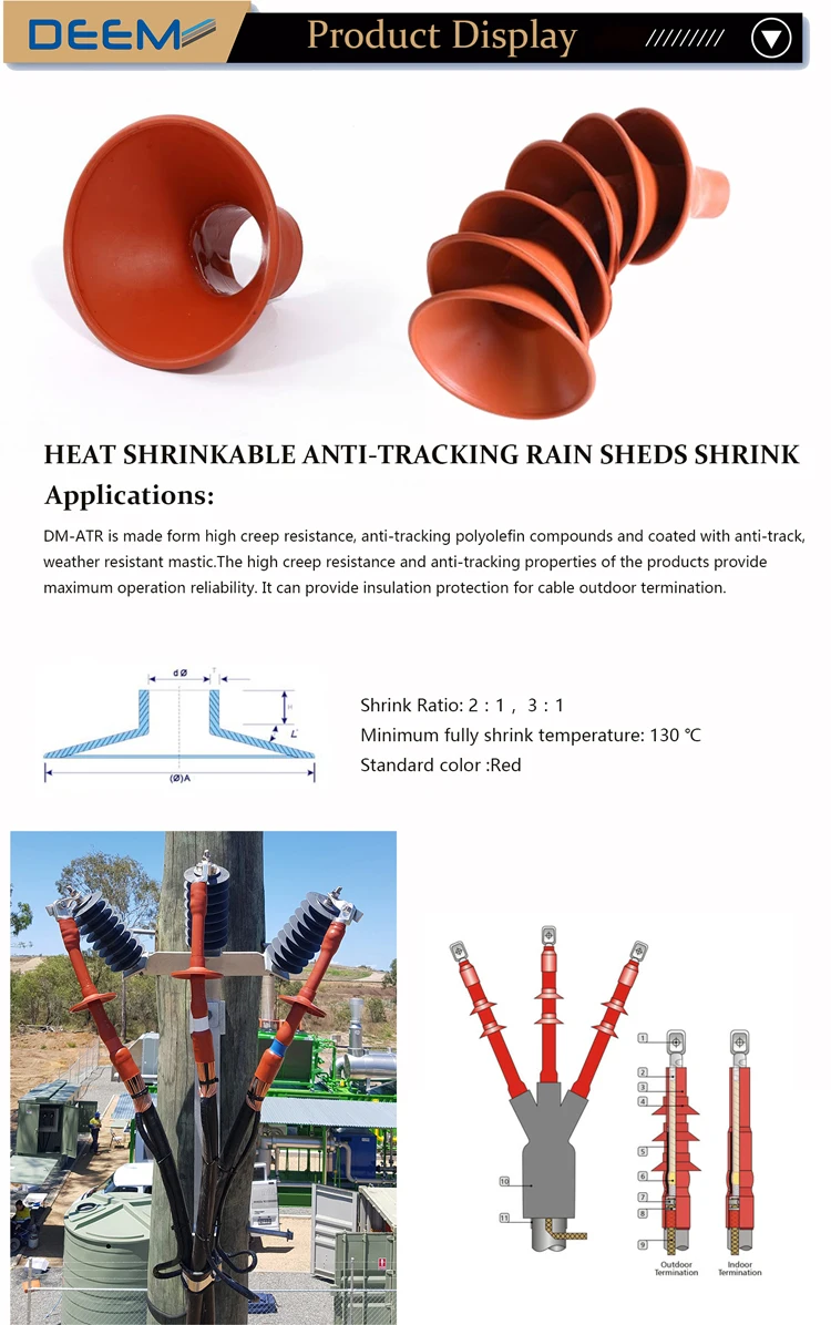 DEEM High quality red color Heat shrinkable electrical insulator for cable insulation protection