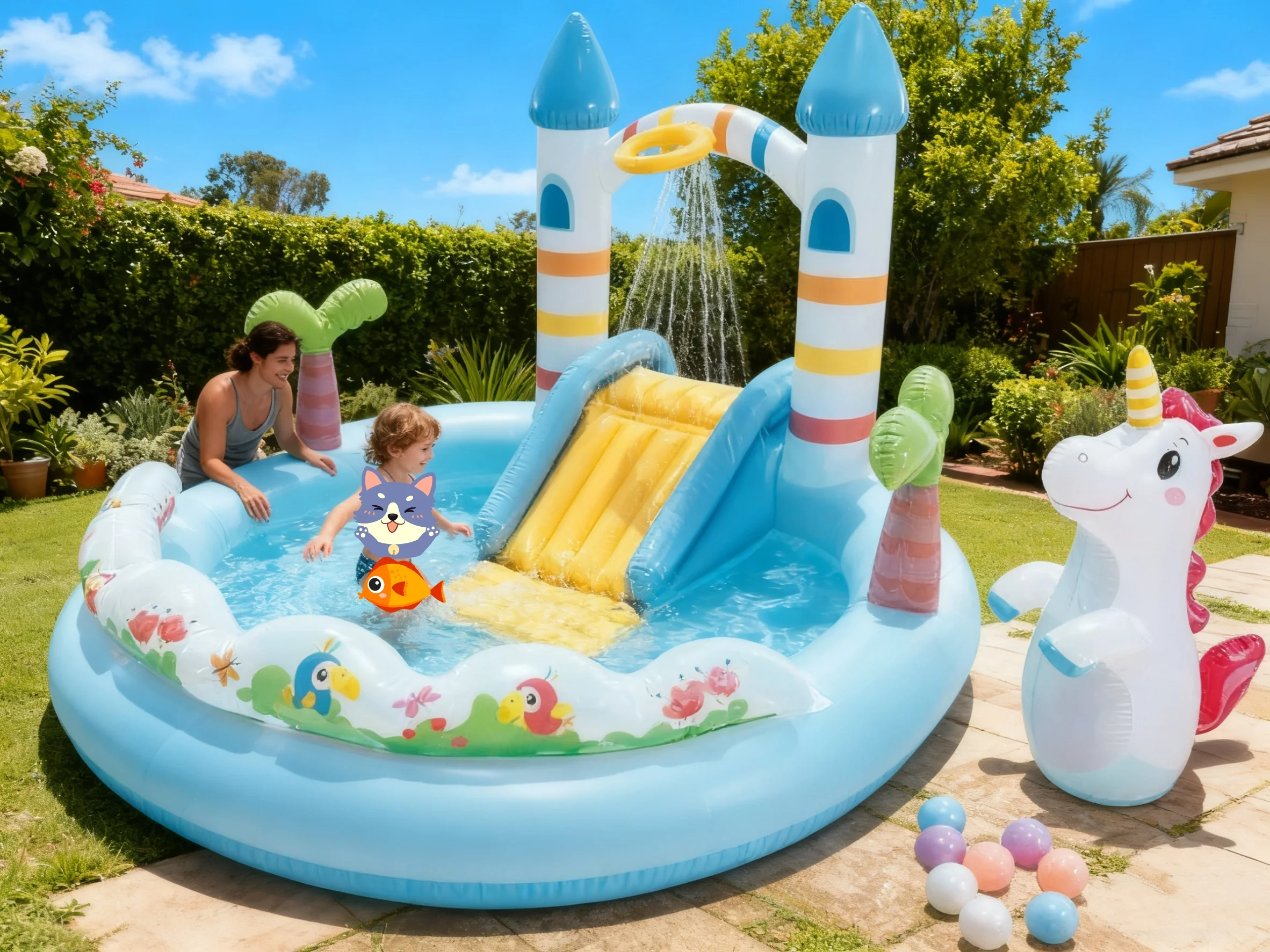 INTEX 56148 Unicorn Castle Play Center - Fun Inflatable Pool