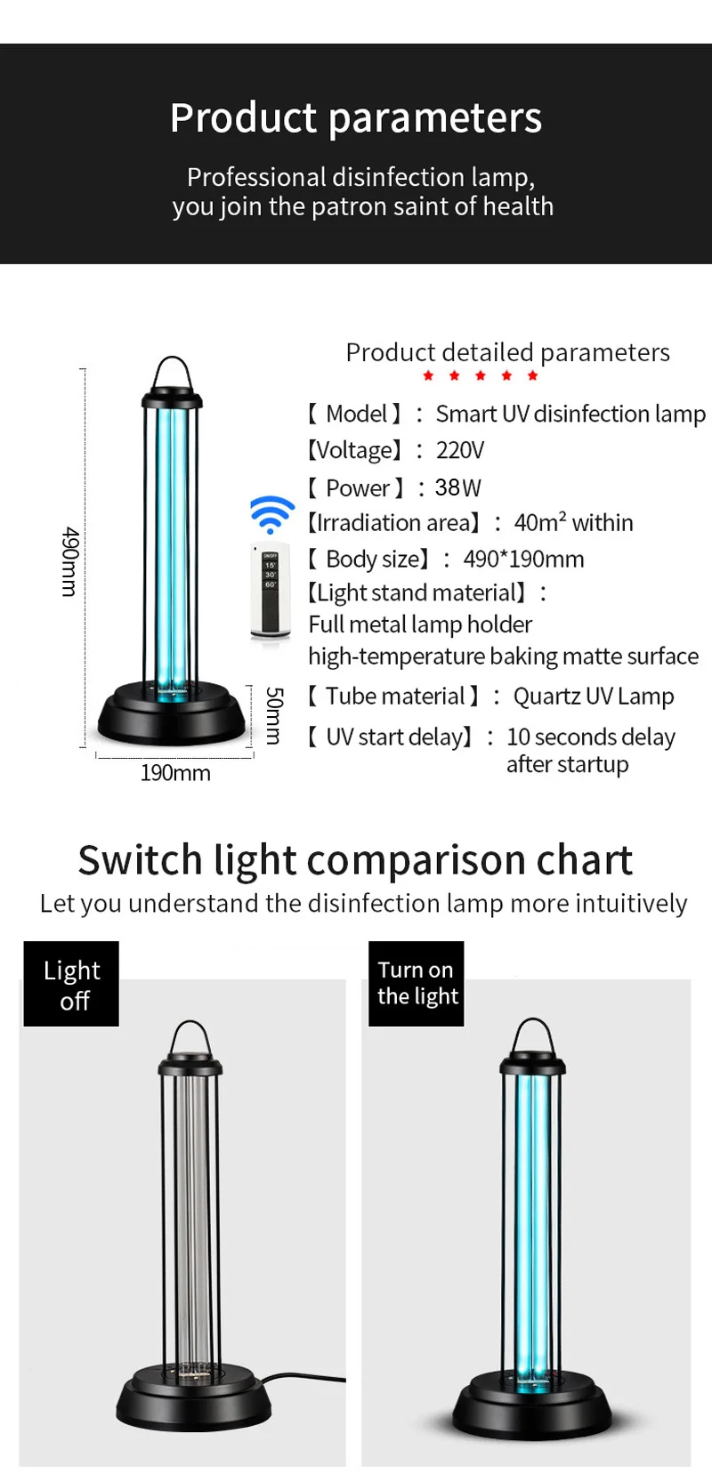 High quality fast sterilization family indoor 36w ultraviolet light uv sterilizer lamp