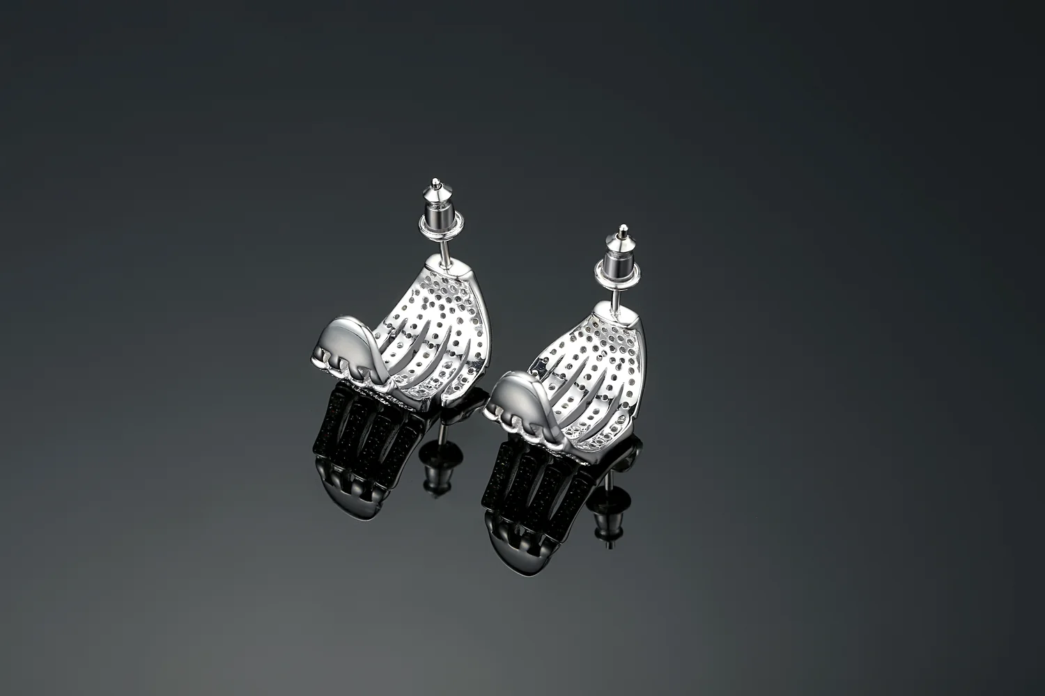 Handmade popular 925 sterling Silver hand stud earring CZ stone jewelry sets for women(图2)