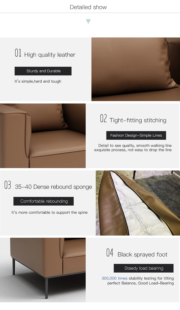 2019 Modern Design guangzhou factory supply Office Living Room modern design leather waiting office sofa set