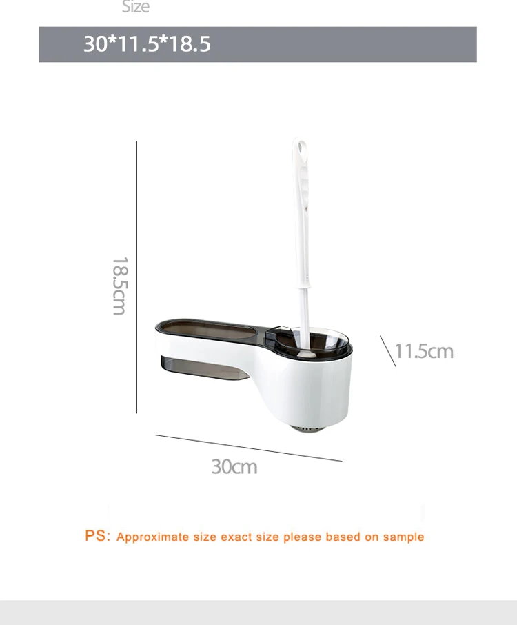 Non-perforated detachable wall toilet brush holder household cleaning set Storage Rack Shelf Holder Wall Mount