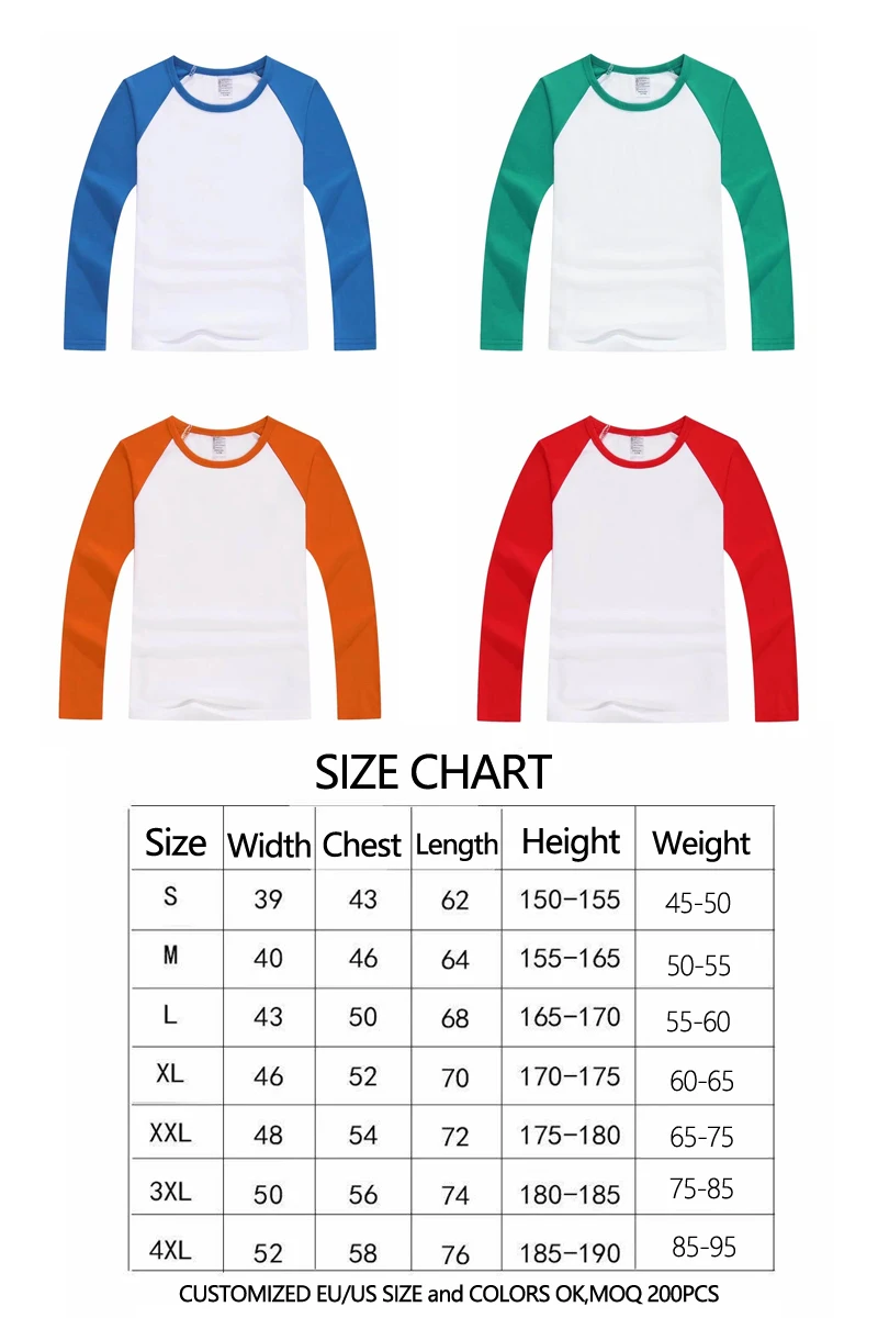 Sublimation Blank Raglan Long Sleeves Polyester T Shirts Custom Design