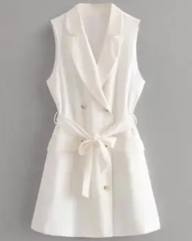 white blazer dress sleeveless