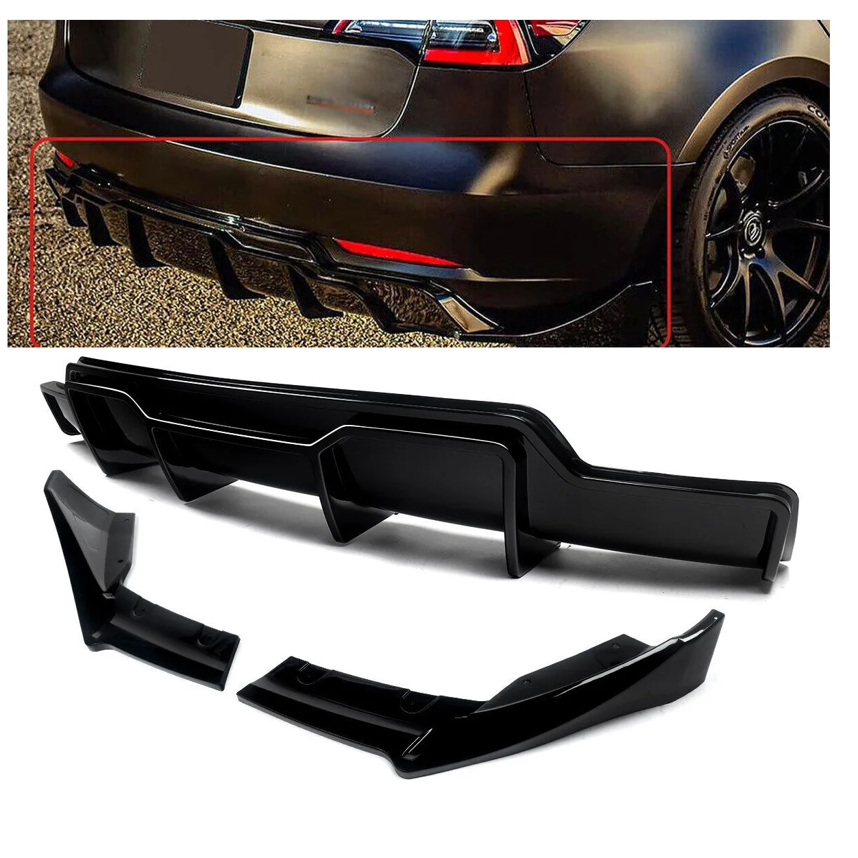 New Product Abs Rear Diffuser Lip Gloss Black Rear Bumper Diffuser ...