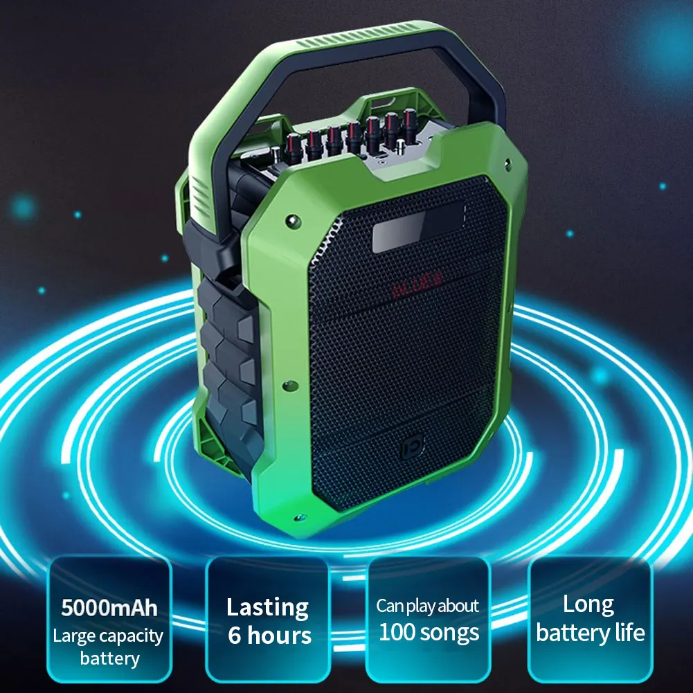 Outdoor Indoor Portable Handle Karaoke Amplifier Bluetooth Speaker With Wireless Microphone - ANKUX.COM