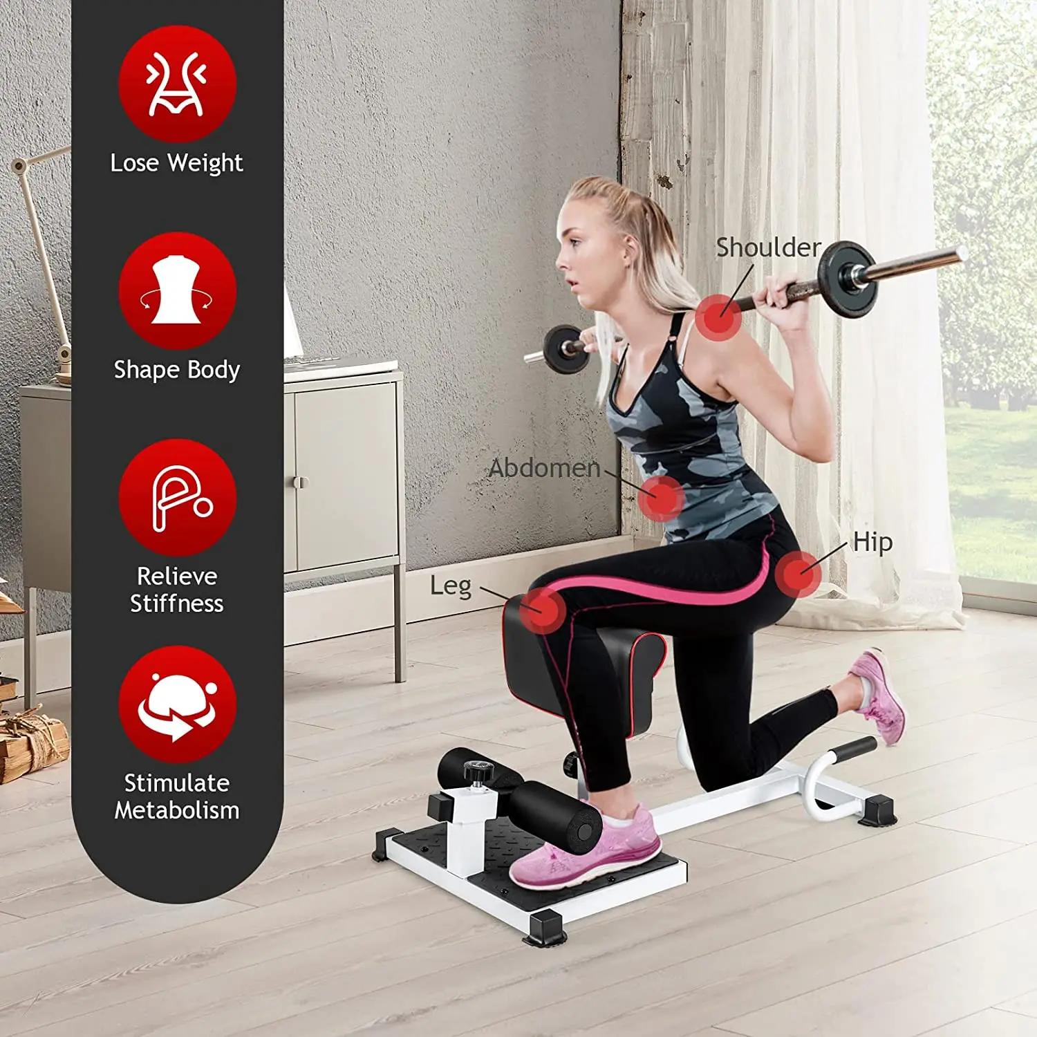 Wellshow Sissy Squat Machine Multifunctional Deep Sissy Squats Home Gym